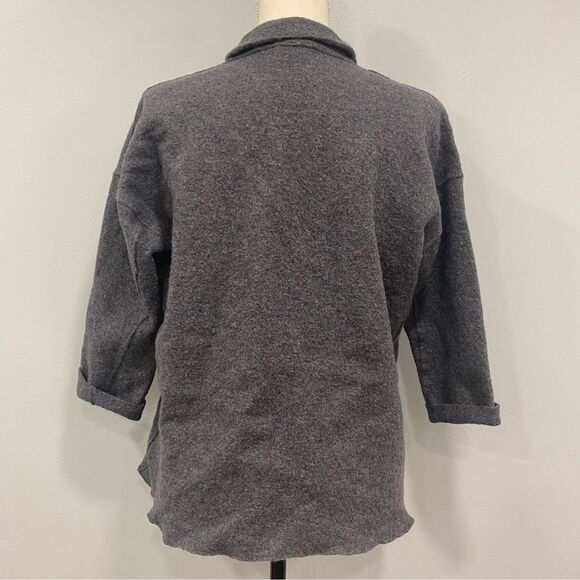 EILEEN FISHER XL Gray Merino Wool One-Button Slouchy Sweater Blazer Notch Collar - Picture 4 of 16